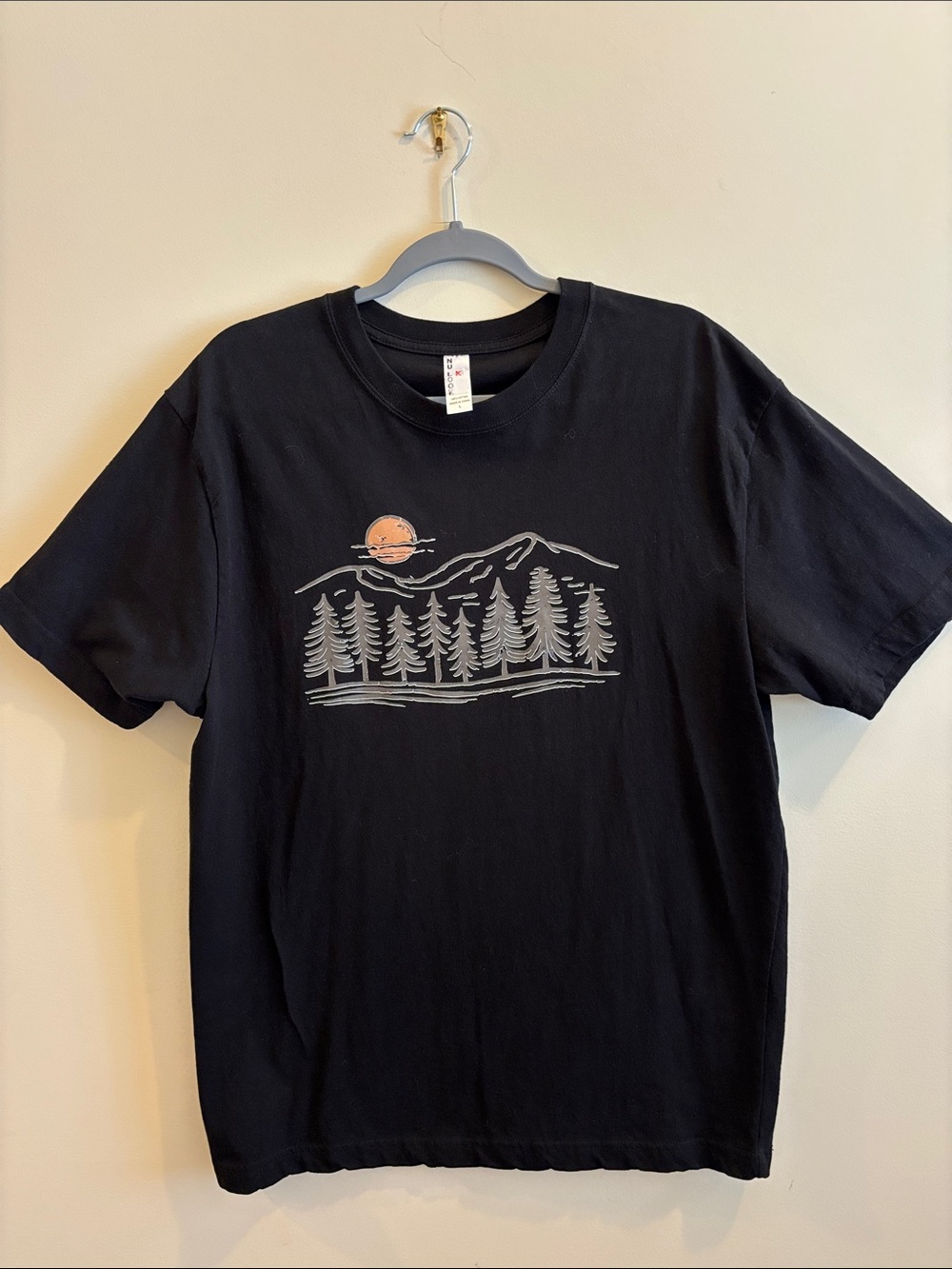 Men's Black Short Sleeve Tee with Mountain & Pine Graphic